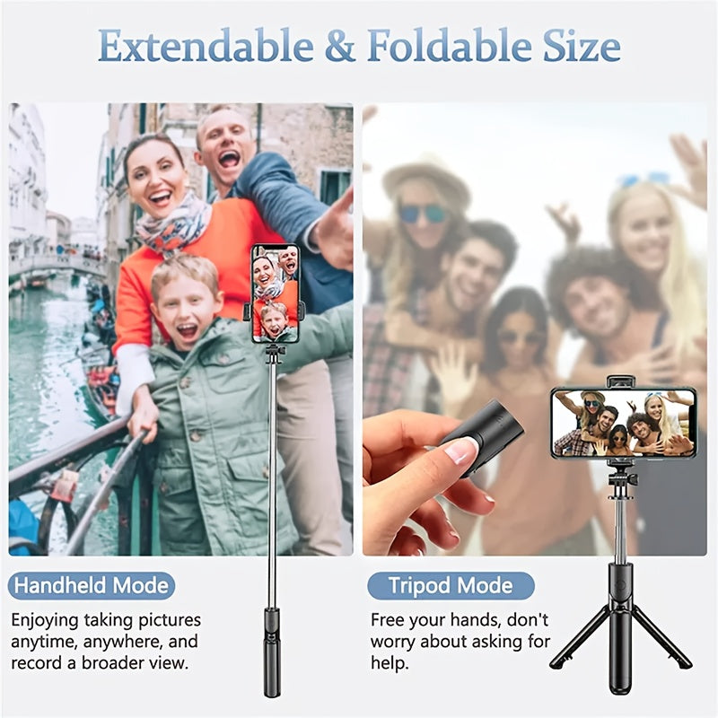 2025 New Portable iPhone Tripod Stand Compact Selfie Stick with Remote, Extendable Phone Holder for Vlogging/Photography, Universal Phone Mount (Lightweight, Professional Grade)