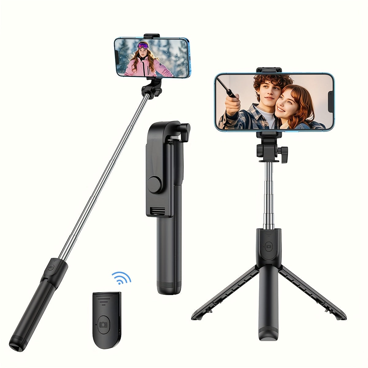 Handheld Mini Selfie Stick, Wireless Remote Control Mobile Live Broadcast Tripod, 360 Degree Rotating Photo Tool