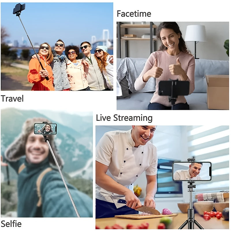 2025 New Portable iPhone Tripod Stand Compact Selfie Stick with Remote, Extendable Phone Holder for Vlogging/Photography, Universal Phone Mount (Lightweight, Professional Grade)