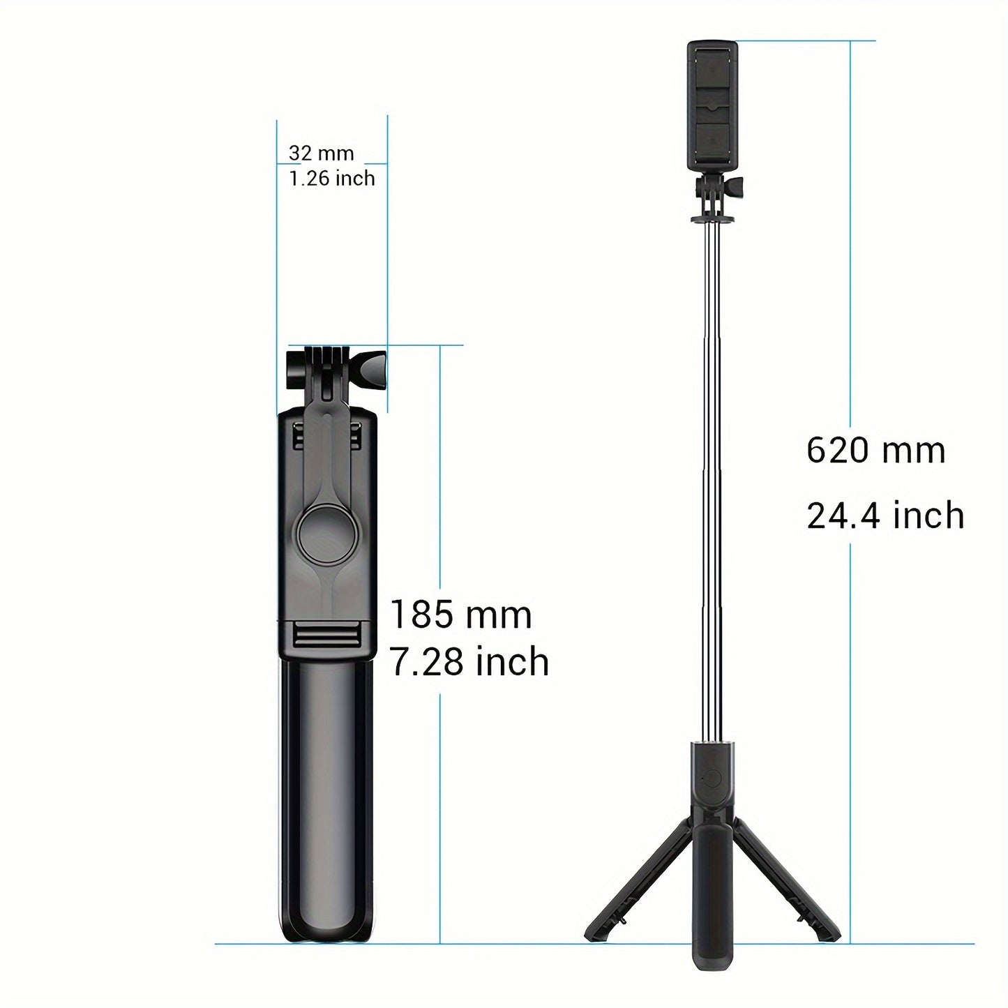 Selfie Stick Tripod With Detachable Wireless Remote 4 In 1 Extendable Portable Selfie Stick