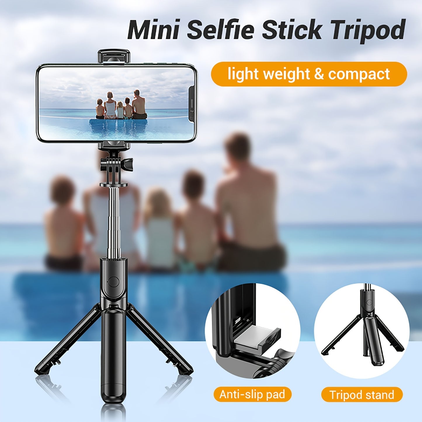 Selfie Stick Tripod With Detachable Wireless Remote 4 In 1 Extendable Portable Selfie Stick