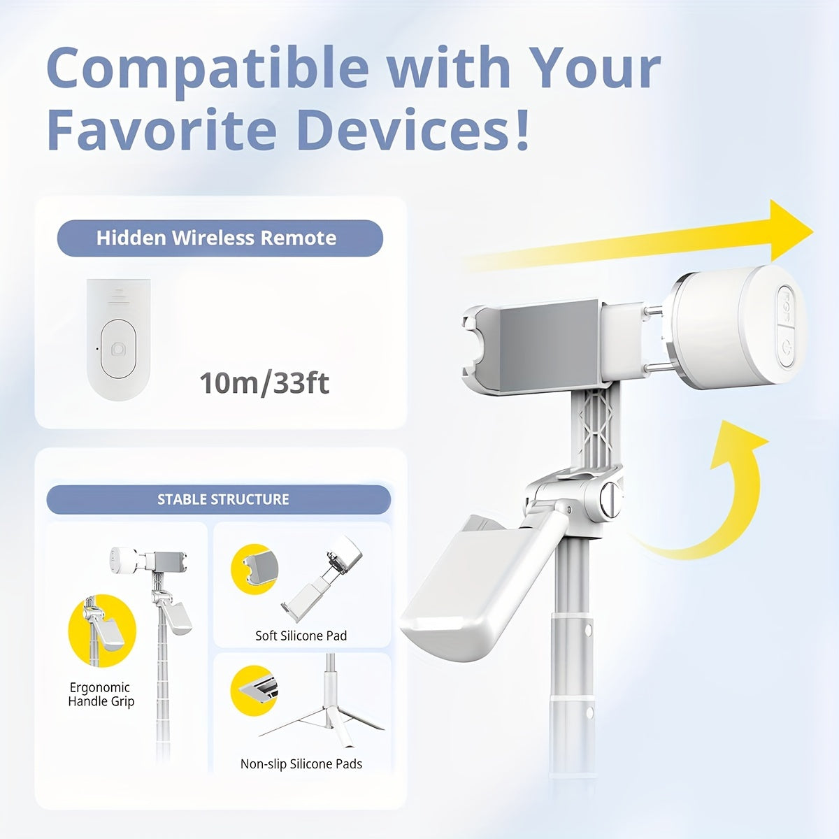 Selfie Stick Tripods With Remote Control Upgraded Tripod Stands With All Cell Phones
