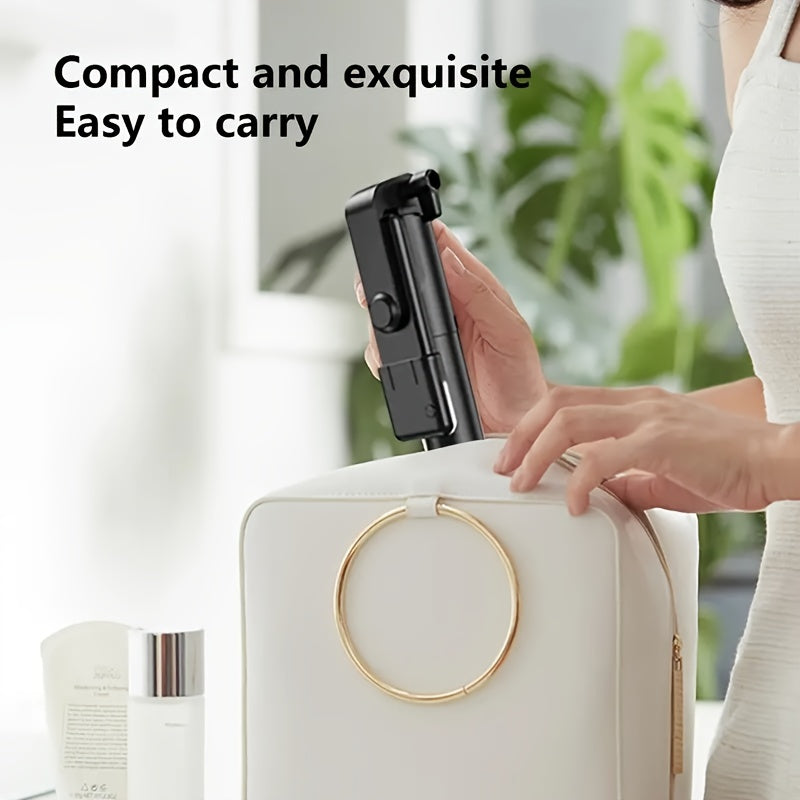 Sturdy and anti-shake selfie stick tripod, height adjustable, with fill light for beauty photography, mobile phone holder with wireless remote control - made of ABS material, small and portable