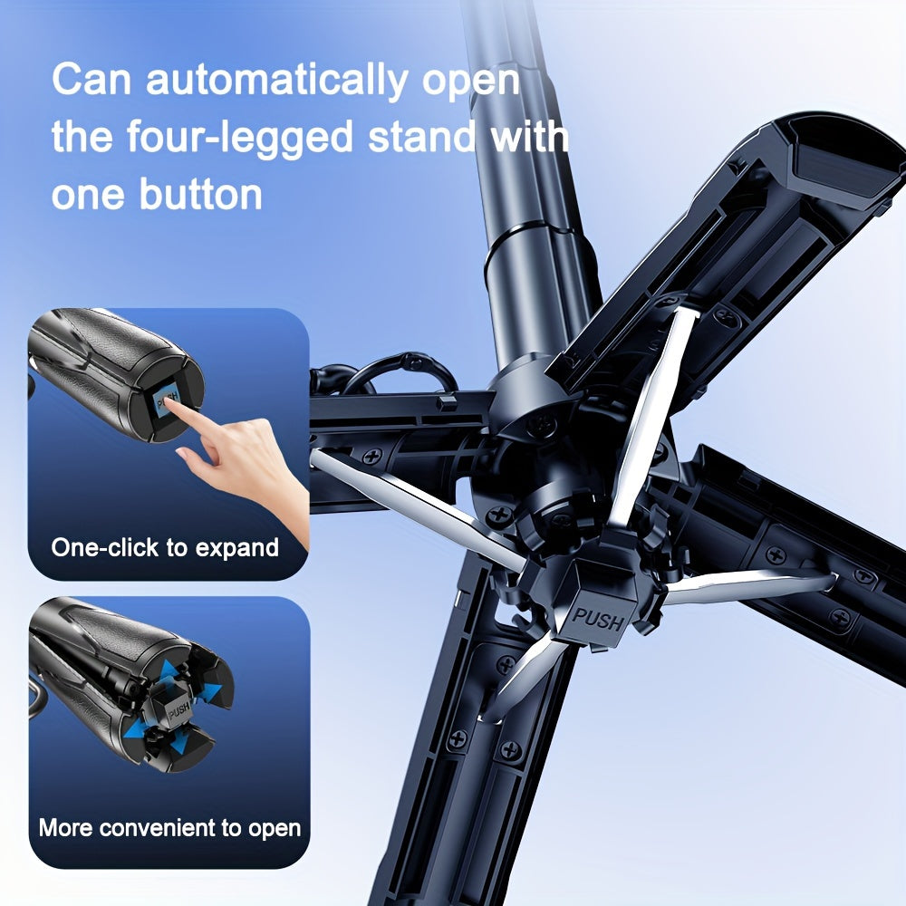 Aluminum Selfie Stick with Wireless Remote, USB Charging & Cold Shoe – 4-Leg Stand, DSLR Grip for Travel/Live