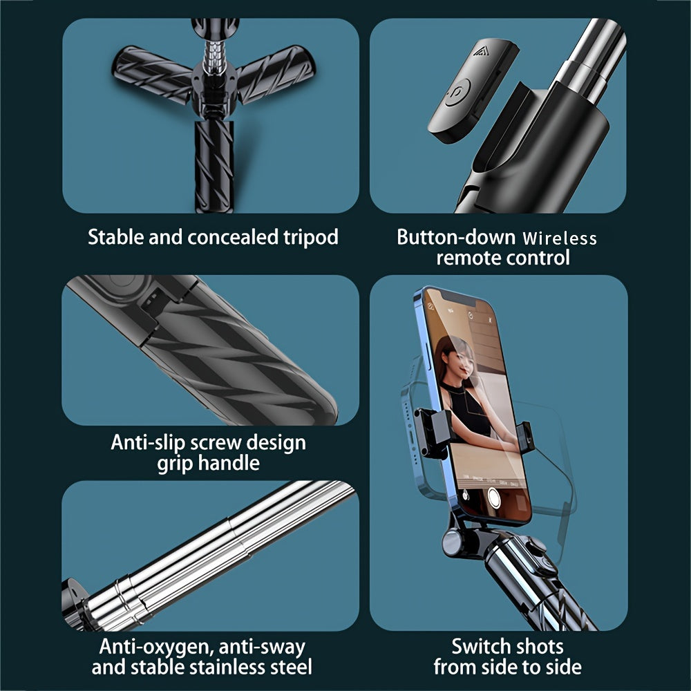 Mini Selfie Stick, Live Broadcast Tripod, Convenient Foldable Bracket, Lighter and Smaller with Wireless Remote Control, Anti-slip and Anti-shake Bracket