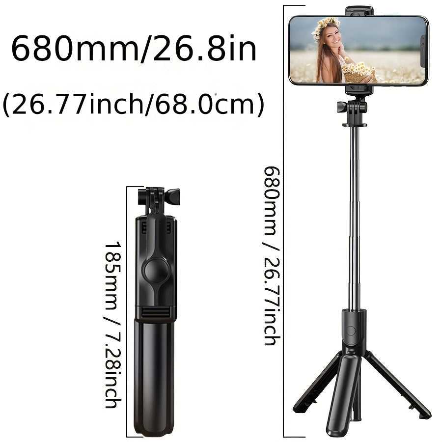 1pc Wireless Remote Control Selfie Stick Mobile Phone Holder Tripod, Retractable Integrated Multi-Size Length, Smartphone Tripod with Wireless Remote Control, Can Rotate 360°, Essential for Traveling and Taking Pictures