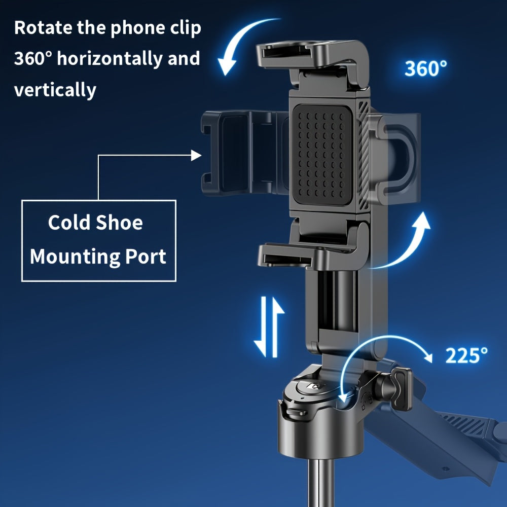 "Multi-Function Selfie Stick with Wireless Remote, Retractable Pole & Kickstand - USB Rechargeable
