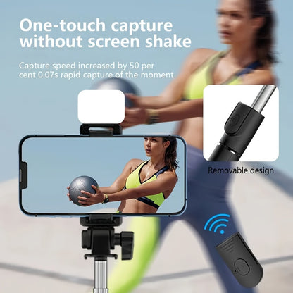 1pc Stainless Steel Selfie Stick Tripod with Wireless, LED Light, and Wireless Remote Control - Portable Multi-Functional Tripod for Video Live Streaming, Photography, and Travel - Non-Rechargeable Button Battery Powered