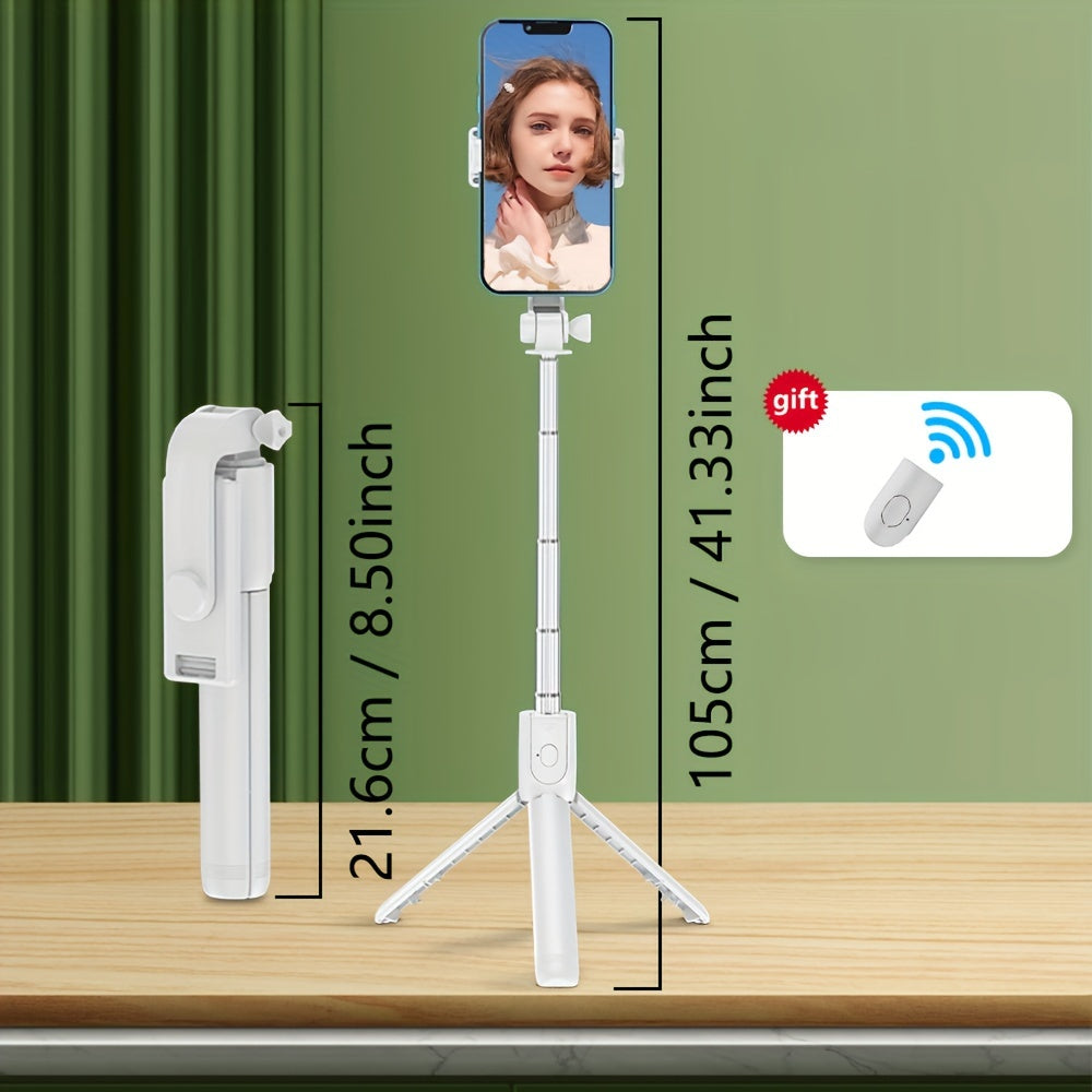 Mobile Phone Selfie Stick with Three-legged Stand, Mobile Phone Wireless Remote Control Extendable Selfie Stick 360° Rotation, Suitable for Live Broadcast, Video, Photography, Integrated Smartphone Tripod Essential for Travel