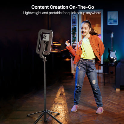 Selfie Stick LED Selfie Light with Stand, 8" LED Selfie Rectangular Light for Makeup / Live Stream, Dimmable LED Light with Tripod, Phone Holder & Wireless Remote Shutter