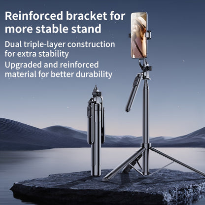 Mobile Phone Tripod for iPhone, Retractable Selfie Stick with Wireless Remote Control, Selfie Stick Tripod with LED Light, Travel Recording Video Photo Live Blogging Vlog Streaming