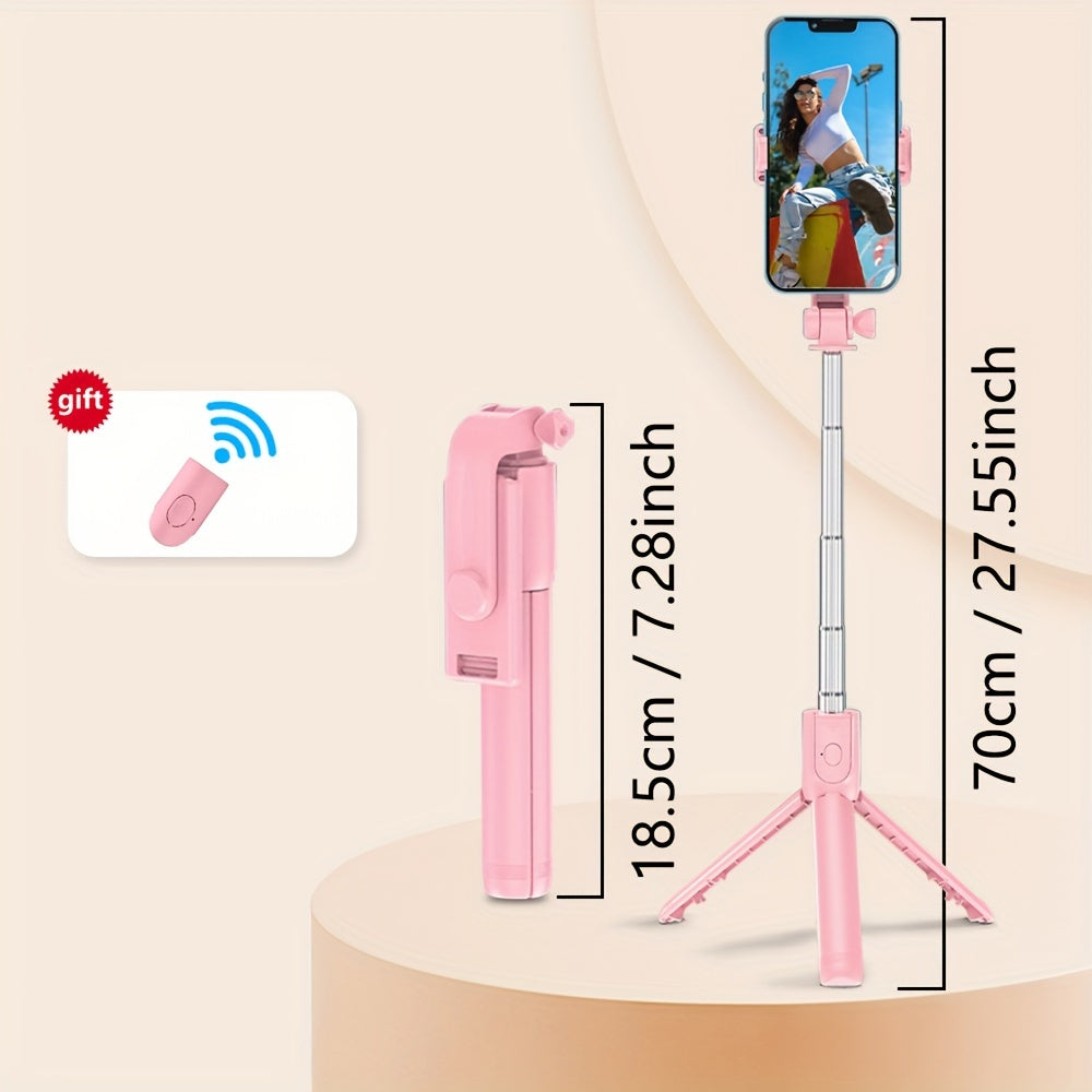 Mobile Phone Selfie Stick with Three-legged Stand, Mobile Phone Wireless Remote Control Extendable Selfie Stick 360° Rotation, Suitable for Live Broadcast, Video, Photography, Integrated Smartphone Tripod Essential for Travel