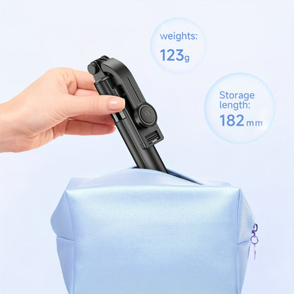 Stainless Steel Wireless Selfie Stick Tripod - Battery-Powered, 360° Rotation, Extendable Phone Stand