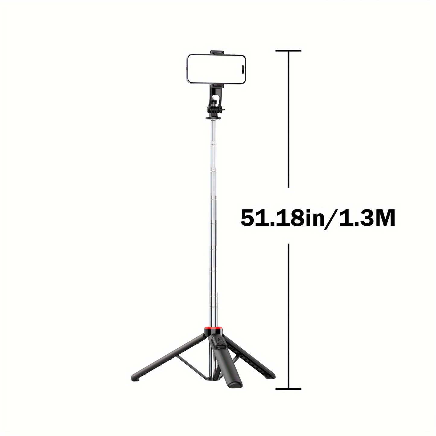 [Wireless Selfie Stick Tripod] Wireless Selfie Stick Tripod with Remote Control - 51.18in/130cm ABS Stainless Steel Telescopic Live Broadcast Stand - Height Adjustable, Portable Travel Photography Accessory, Fill Light - Gifts, Surprises