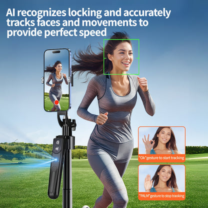 Auto Face Tracking Tripod For Phone, 360 Rotation Travel Selfie Stick Mount, Face Tracking Phone Tripod Holder With Remote And Light