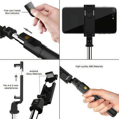 2025 New Portable iPhone Tripod Stand Compact Selfie Stick with Remote, Extendable Phone Holder for Vlogging/Photography, Universal Phone Mount (Lightweight, Professional Grade)