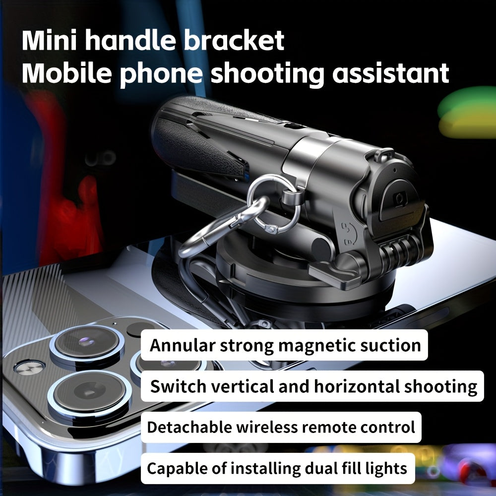 Upgraded 2-in-1 Magnetic Selfie Stick & Phone Tripod with Wireless Remote, Detachable Wireless Handle, USB Rechargeable, Cold Shoe Mount for Microphone & Fill Light, Strong Magnetic Suction, Portable & Retractable Design, Travel Photography Gear