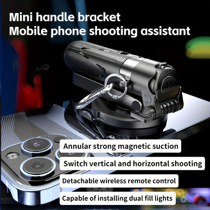 Upgraded 2-in-1 Magnetic Selfie Stick & Phone Tripod with Wireless Remote, Detachable Wireless Handle, USB Rechargeable, Cold Shoe Mount for Microphone & Fill Light, Strong Magnetic Suction, Portable & Retractable Design, Travel Photography Gear