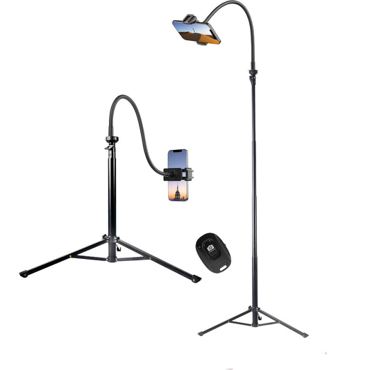 [Flexible Tripod] 57" Flexible Phone Tripod Stand | Adjustable Gooseneck, Wireless Remote & Holder
