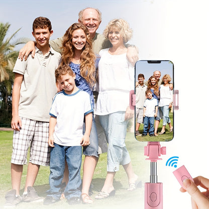 Extensible Selfie Stick with Phone Mount, Wireless Remote Control, 360° Rotation - Essential for Travel - Compatible with iPhone/Samsung/Android Smartphones