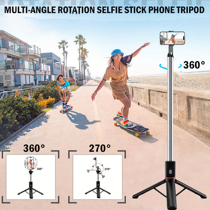 [66" Portable Phone Tripod Stand] 66" Phone Tripod, Tripod For IPhone & Portable Selfie Stick Tripod With Remote