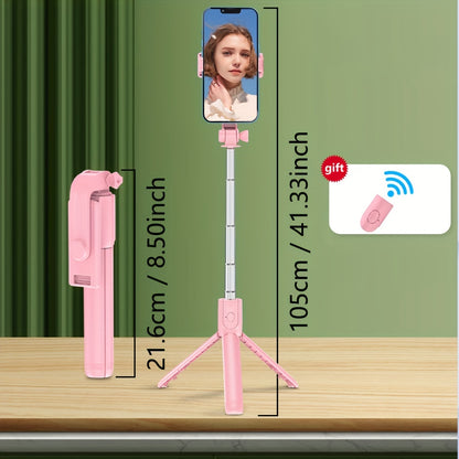 Mobile Phone Selfie Stick with Three-legged Stand, Mobile Phone Wireless Remote Control Extendable Selfie Stick 360° Rotation, Suitable for Live Broadcast, Video, Photography, Integrated Smartphone Tripod Essential for Travel