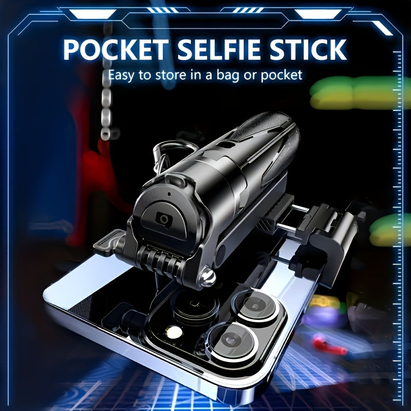 "Multi-Function Selfie Stick with Wireless Remote, Retractable Pole & Kickstand - USB Rechargeable