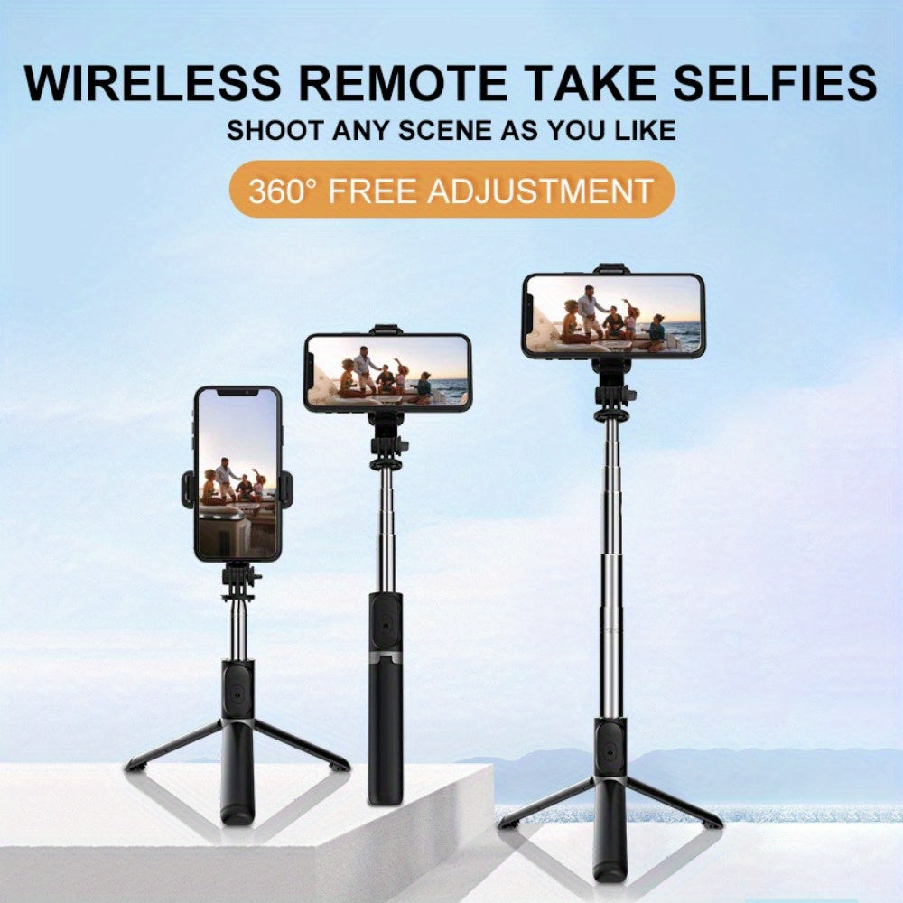 40 Inch Smartphone Selfie Stick Tripod, Retractable Selfie Stick Integrated Smartphone Tripod with Wireless Remote Control Support 360 Degree Rotation