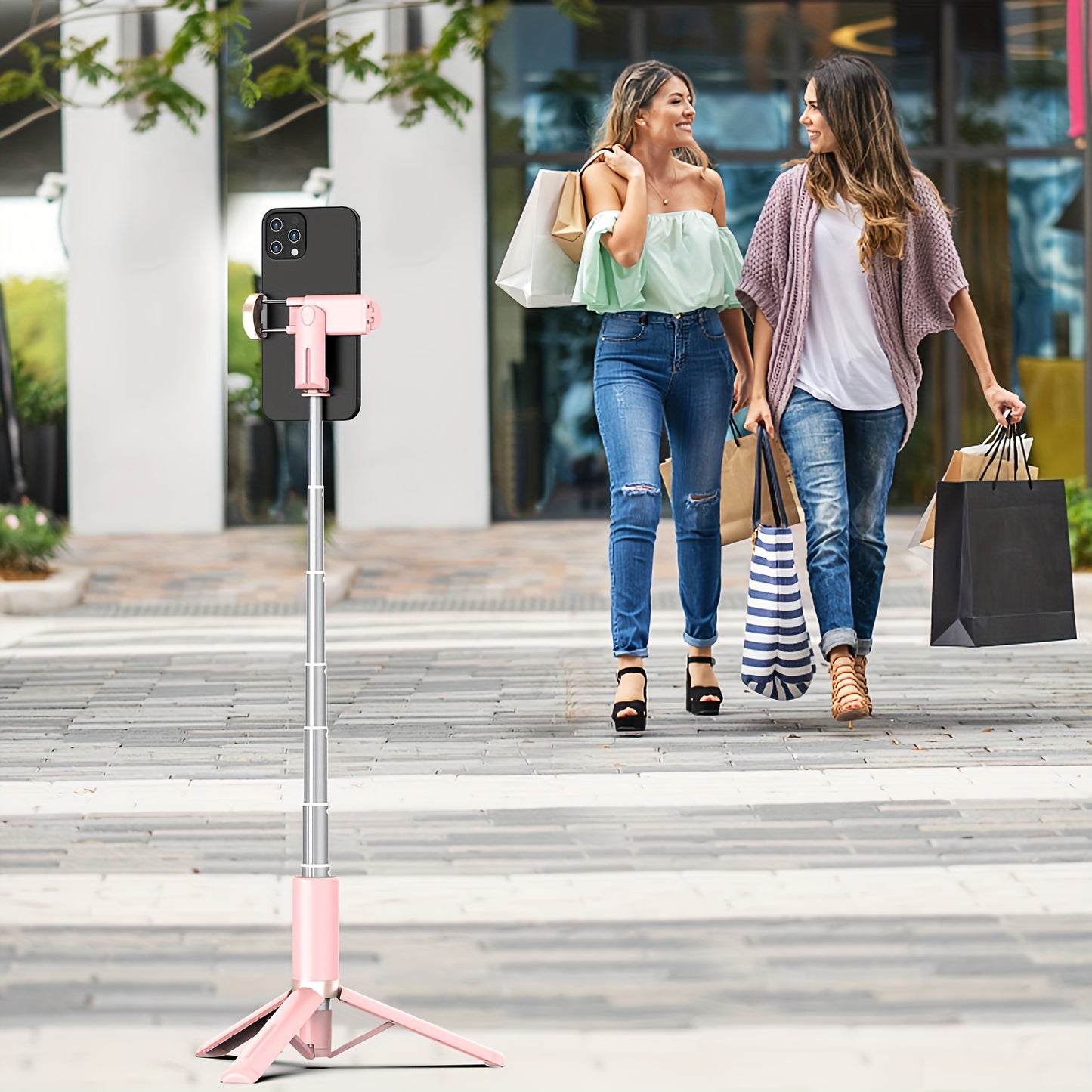 Aluminum Selfie Stick Tripod with 360° Rotation & LED Light for Live Streaming