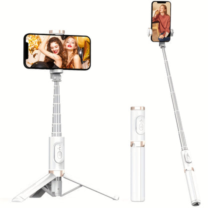 Aluminum Selfie Stick Tripod with 360° Rotation & LED Light for Live Streaming