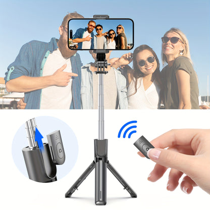 Portable Selfie Stick Tripod, 4in 1 Extendable Phone Tripod Stand with Detachable Wireless Remote & Phone Holder 360° Rotating Mini Travel Tripod