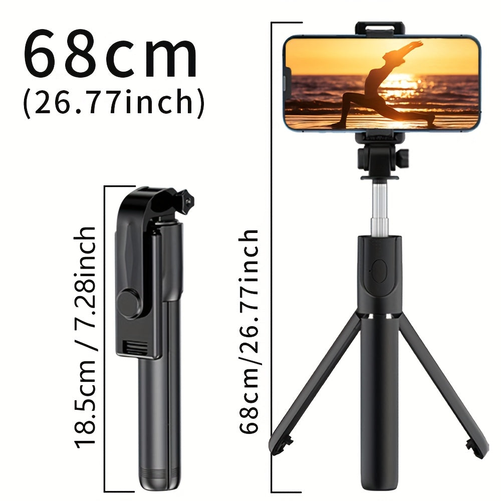 1pc Mini Selfie Stick Tripod with Wireless Remote, 360° Rotatable Smartphone Stand, Expandable, Live Streaming & Photography Compatible, Battery-Powered, Non-Rechargeable Button Battery