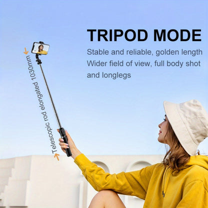 40 Inch Smartphone Selfie Stick Tripod, Retractable Selfie Stick Integrated Smartphone Tripod with Wireless Remote Control Support 360 Degree Rotation