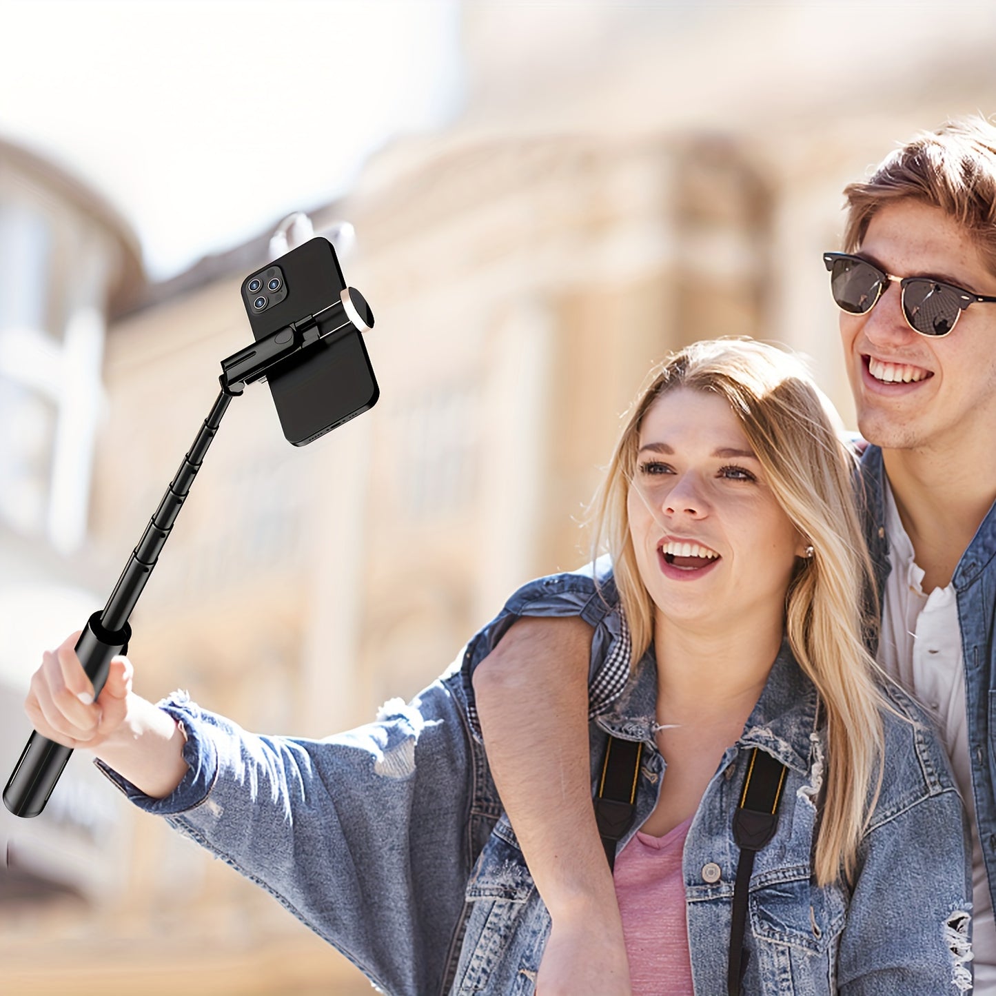 Aluminum Selfie Stick Tripod with 360° Rotation & LED Light for Live Streaming