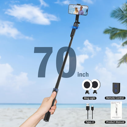 Auto Face Tracking Tripod For Phone, 360 Rotation Travel Selfie Stick Mount, Face Tracking Phone Tripod Holder With Remote And Light