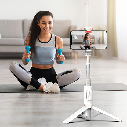 Aluminum Selfie Stick Tripod with 360° Rotation & LED Light for Live Streaming