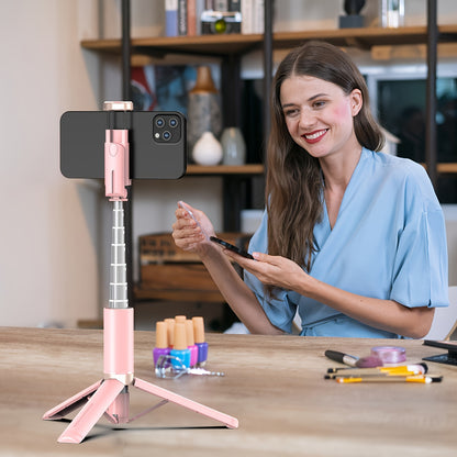 Aluminum Selfie Stick Tripod with 360° Rotation & LED Light for Live Streaming