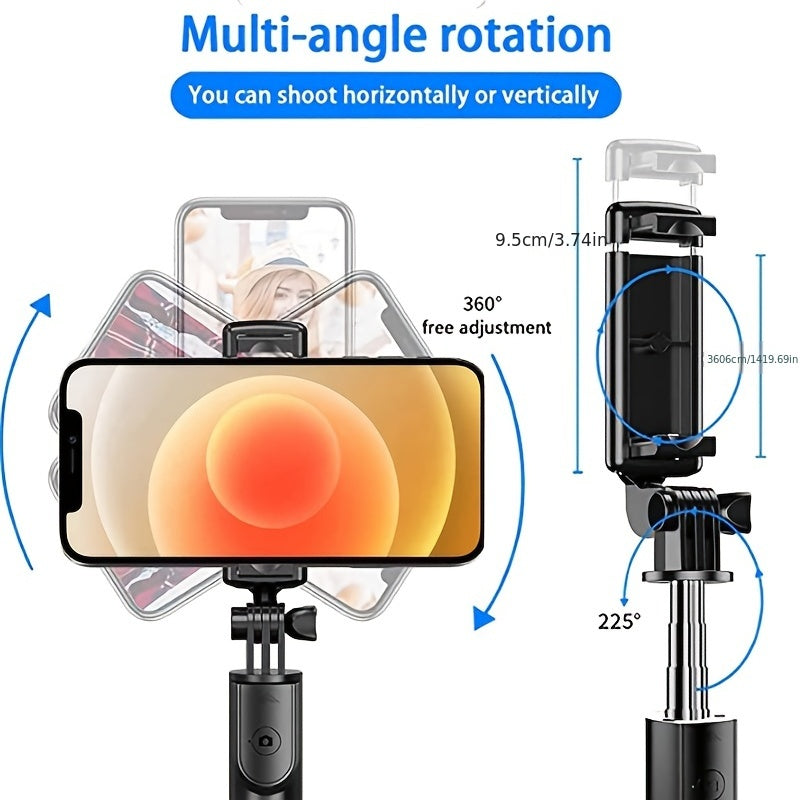 Wireless Selfie Stick - Ultra-Portable with Built-in Fill Light & Remote Control - Perfect for Travel and Smartphone Snapping