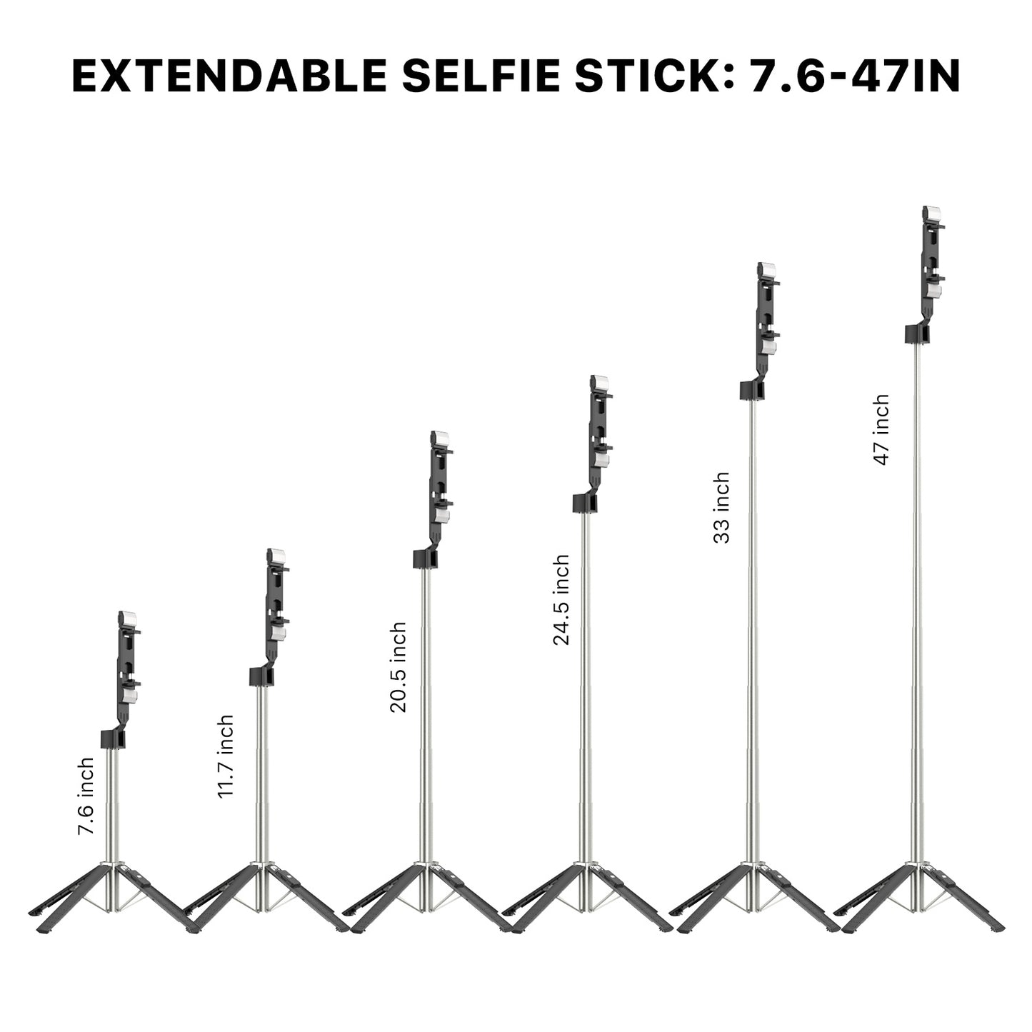 Selfie Stick LED Selfie Light with Stand, 8" LED Selfie Rectangular Light for Makeup / Live Stream, Dimmable LED Light with Tripod, Phone Holder & Wireless Remote Shutter