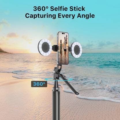 Selfie Stick LED Selfie Light with Stand, 8" LED Selfie Rectangular Light for Makeup / Live Stream, Dimmable LED Light with Tripod, Phone Holder & Wireless Remote Shutter