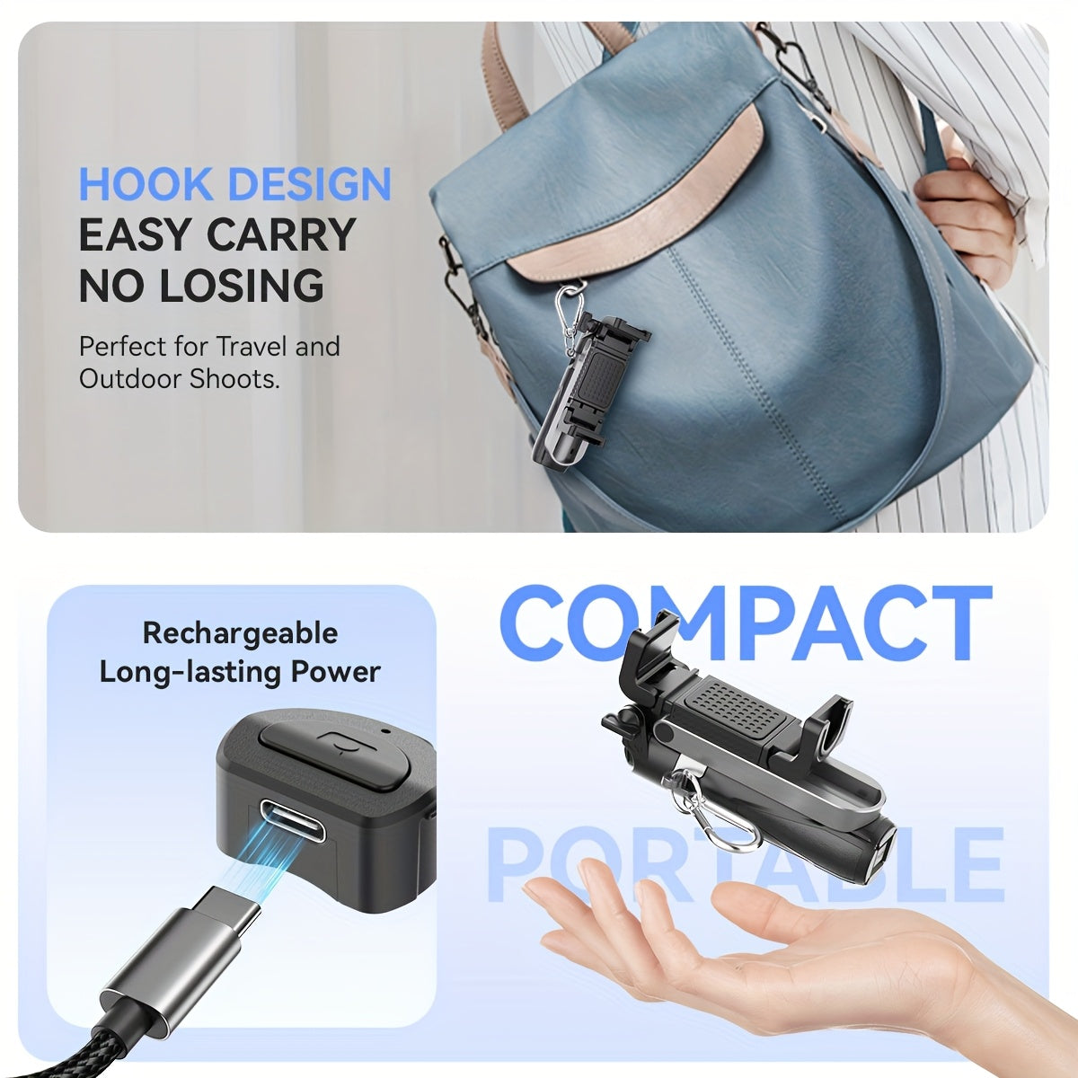 Pocket Selfie Stick Tripod with Wireless Remote & 2 Fill Lights - for iPhone, Live Streaming, Video