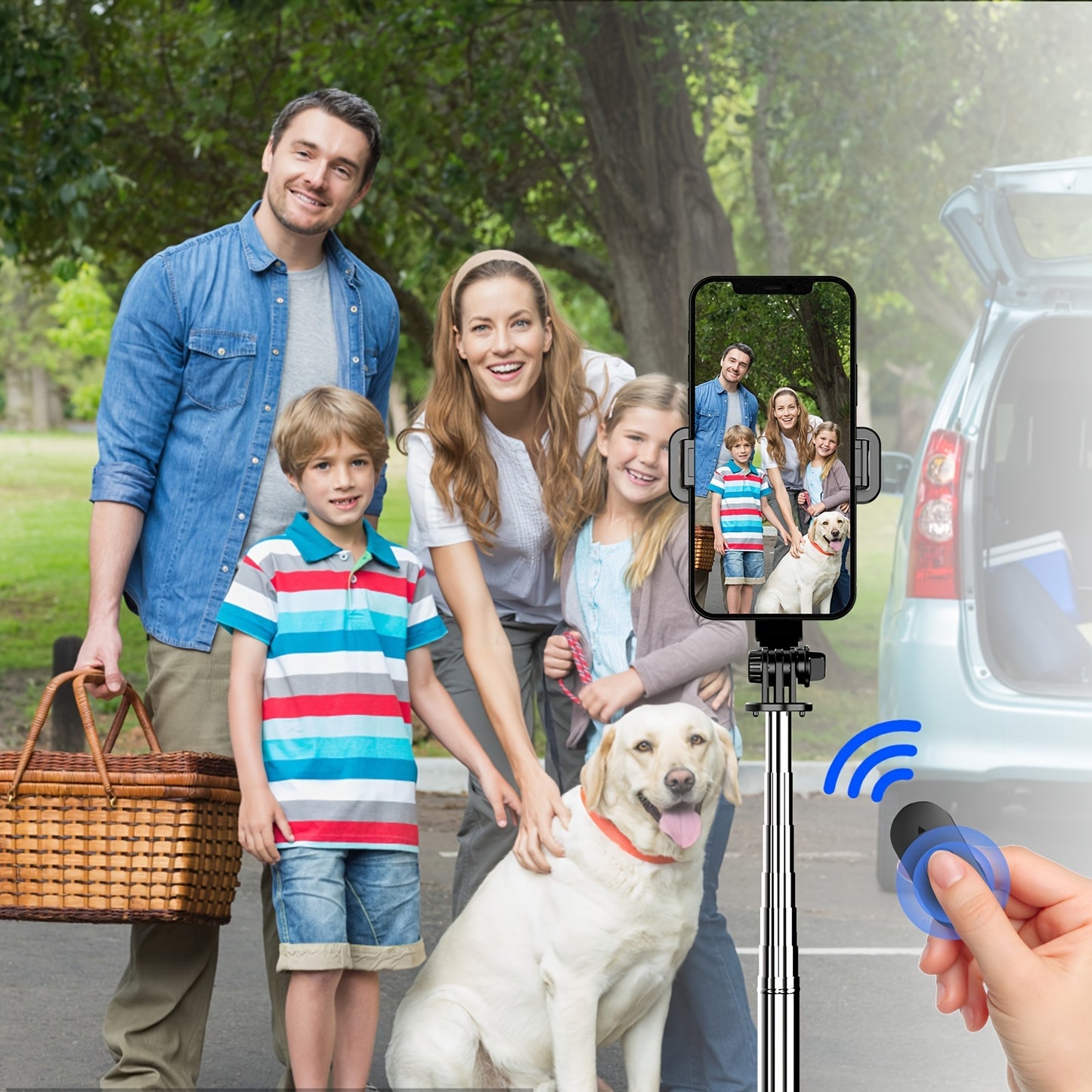 40'' Retractable Selfie Stick Tripod w/ 360° Rotation & Wireless Remote for iPhone/Samsung/Android