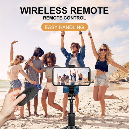 40 Inch Smartphone Selfie Stick Tripod, Retractable Selfie Stick Integrated Smartphone Tripod with Wireless Remote Control Support 360 Degree Rotation