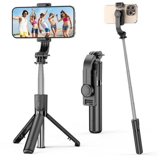 Portable Selfie Stick Tripod, 4in 1 Extendable Phone Tripod Stand with Detachable Wireless Remote & Phone Holder 360° Rotating Mini Travel Tripod