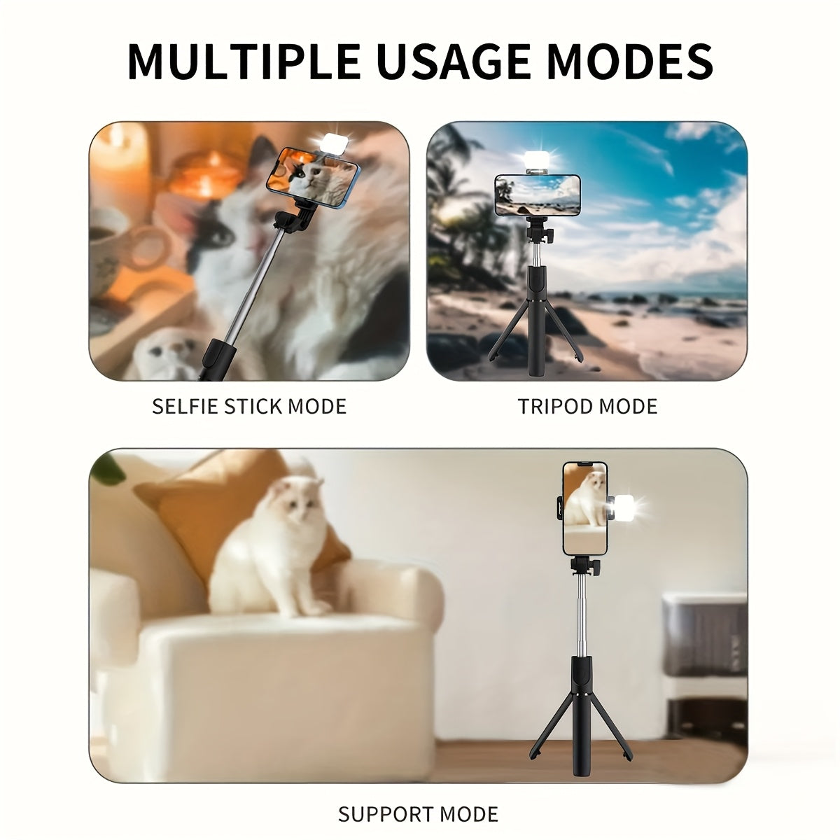 360° Rotating Selfie Stick Tripod with Anti-Shake - for Live Streaming & Stable Shots