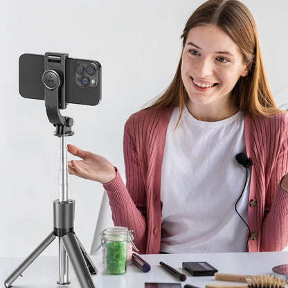 Portable Selfie Stick Tripod, 4in 1 Extendable Phone Tripod Stand with Detachable Wireless Remote & Phone Holder 360° Rotating Mini Travel Tripod
