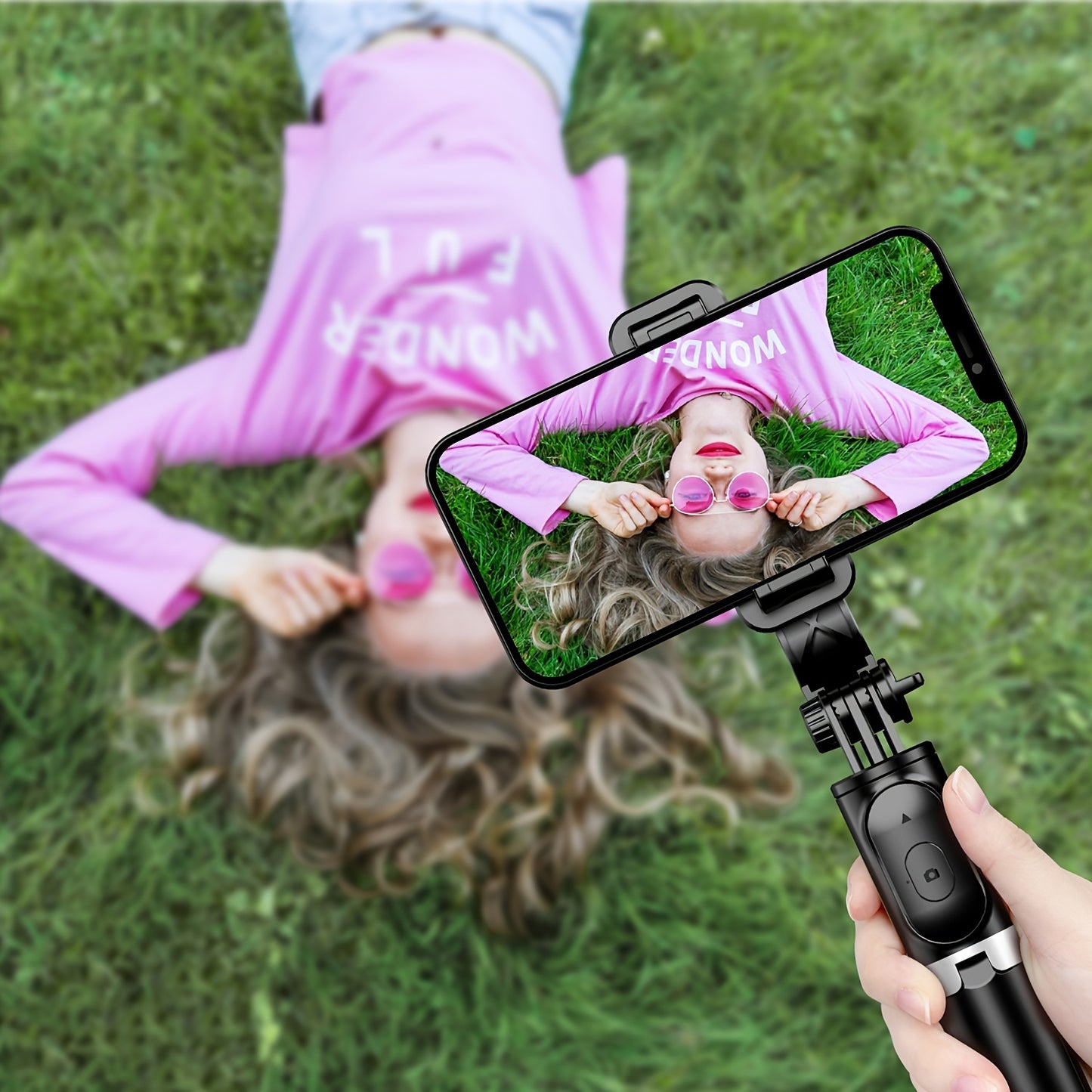 40'' Retractable Selfie Stick Tripod w/ 360° Rotation & Wireless Remote for iPhone/Samsung/Android