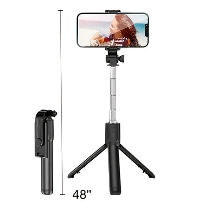 2025 New Portable iPhone Tripod Stand Compact Selfie Stick with Remote, Extendable Phone Holder for Vlogging/Photography, Universal Phone Mount (Lightweight, Professional Grade)