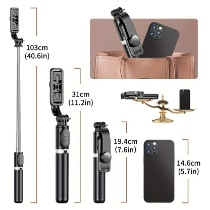 40'' Retractable Selfie Stick Tripod w/ 360° Rotation & Wireless Remote for iPhone/Samsung/Android