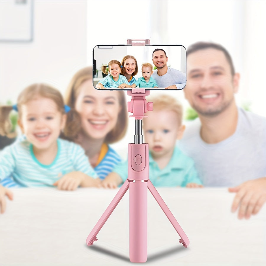 Extensible Selfie Stick with Phone Mount, Wireless Remote Control, 360° Rotation - Essential for Travel - Compatible with iPhone/Samsung/Android Smartphones